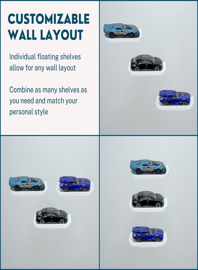 matterform Model Car Wall Mount Shelf (5 Pack) for Hot Wheels & Matchbox | Floating Wall Display Compatible with 1/64 Scale Diecast Toy Cars | Holds Individual Model Cars - Image 4